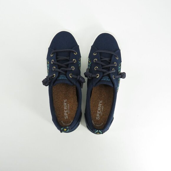 Sperry Womens Navy Canvas Sneakers Patterned Details White Soles Size 6.5 NEW - Picture 7 of 7